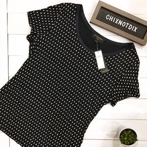 [banana republic] • NWT • Navy Blue Top w/ dots